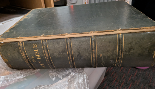 A copy of The Holy Bible from 1935. 