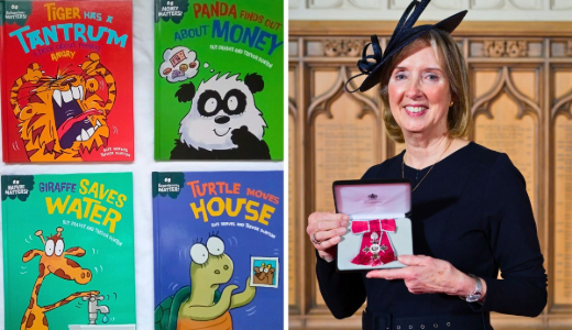 Sue Graves holding a MBE honour.